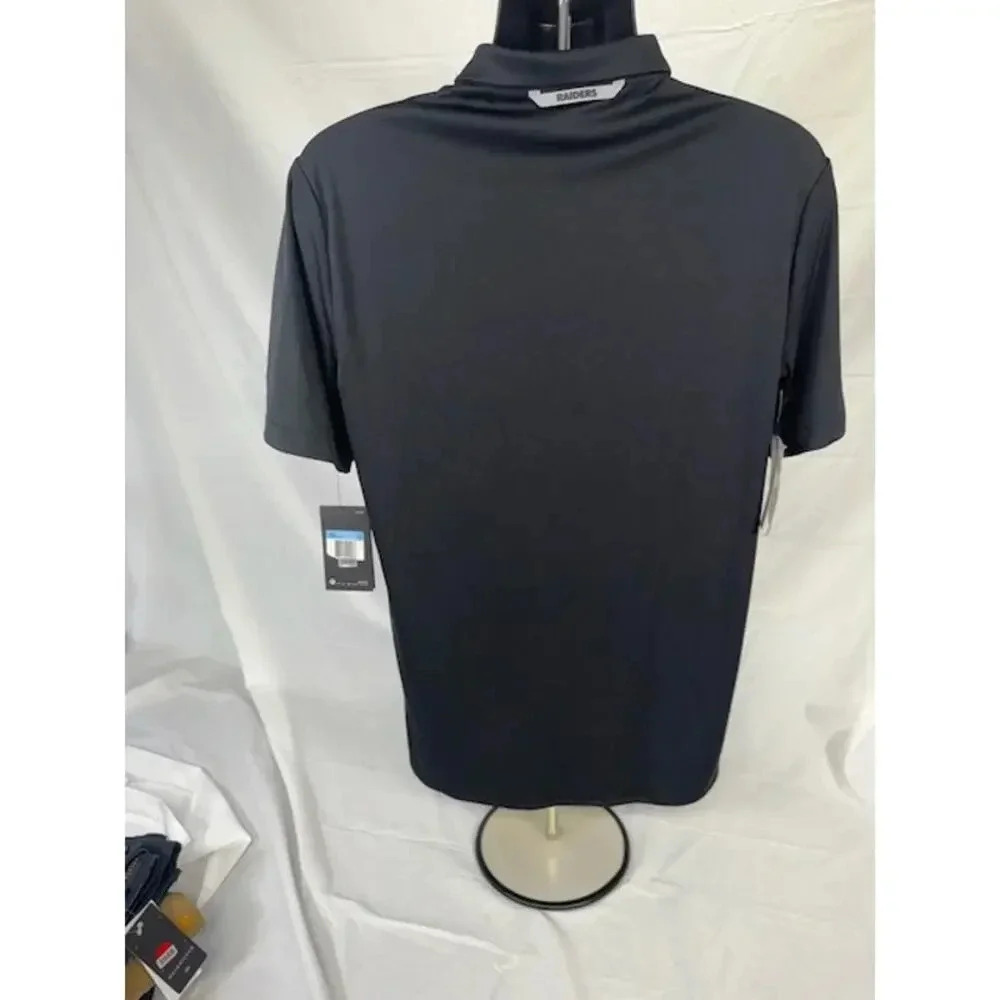 NEW Nike Oakland Raiders Sideline Performance Polo Striped Shirt Gray Mens M - Picture 11 of 11